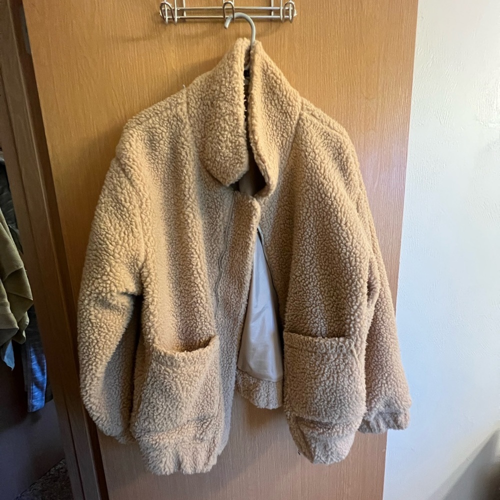 Tan oversized teddy coat